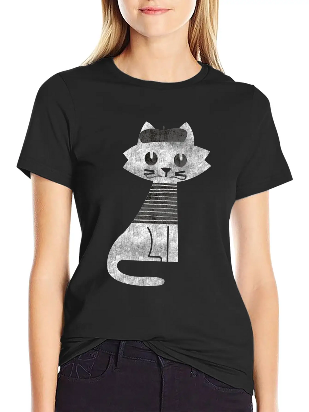 Cat From Paris Breathable Graphic T-Shirt – Perfect For Casual Days