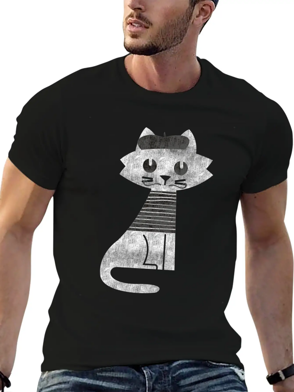 Cat From Paris Breathable Graphic T-Shirt – Perfect For Casual Days
