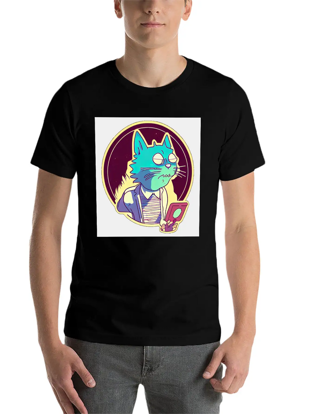 Cat In The Style Of Illustration Basic Graphic T-Shirt – Daily Comfort In Soft Cotton