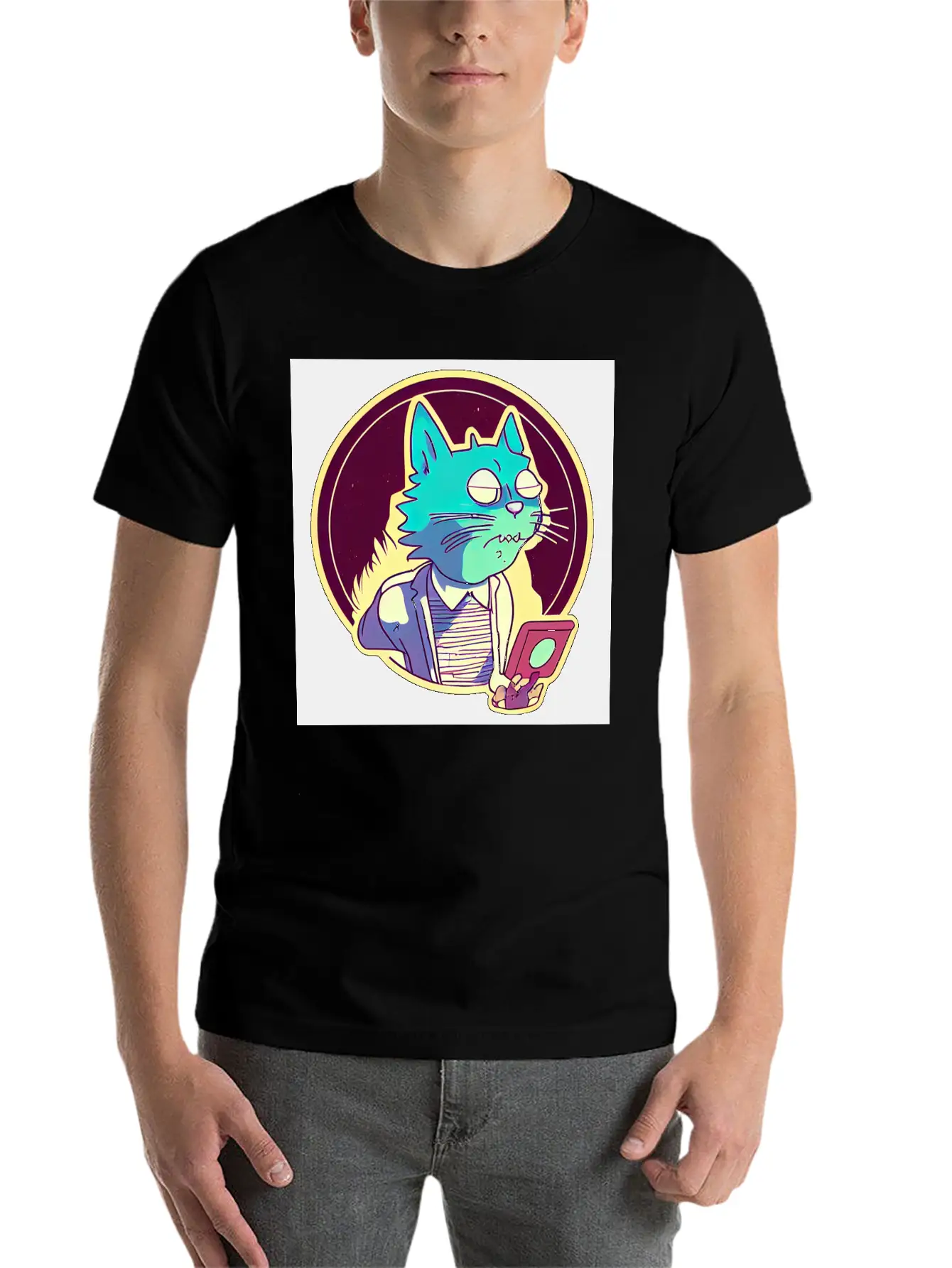 Cat In The Style Of Illustration Basic Graphic T-Shirt – Daily Comfort In Soft Cotton