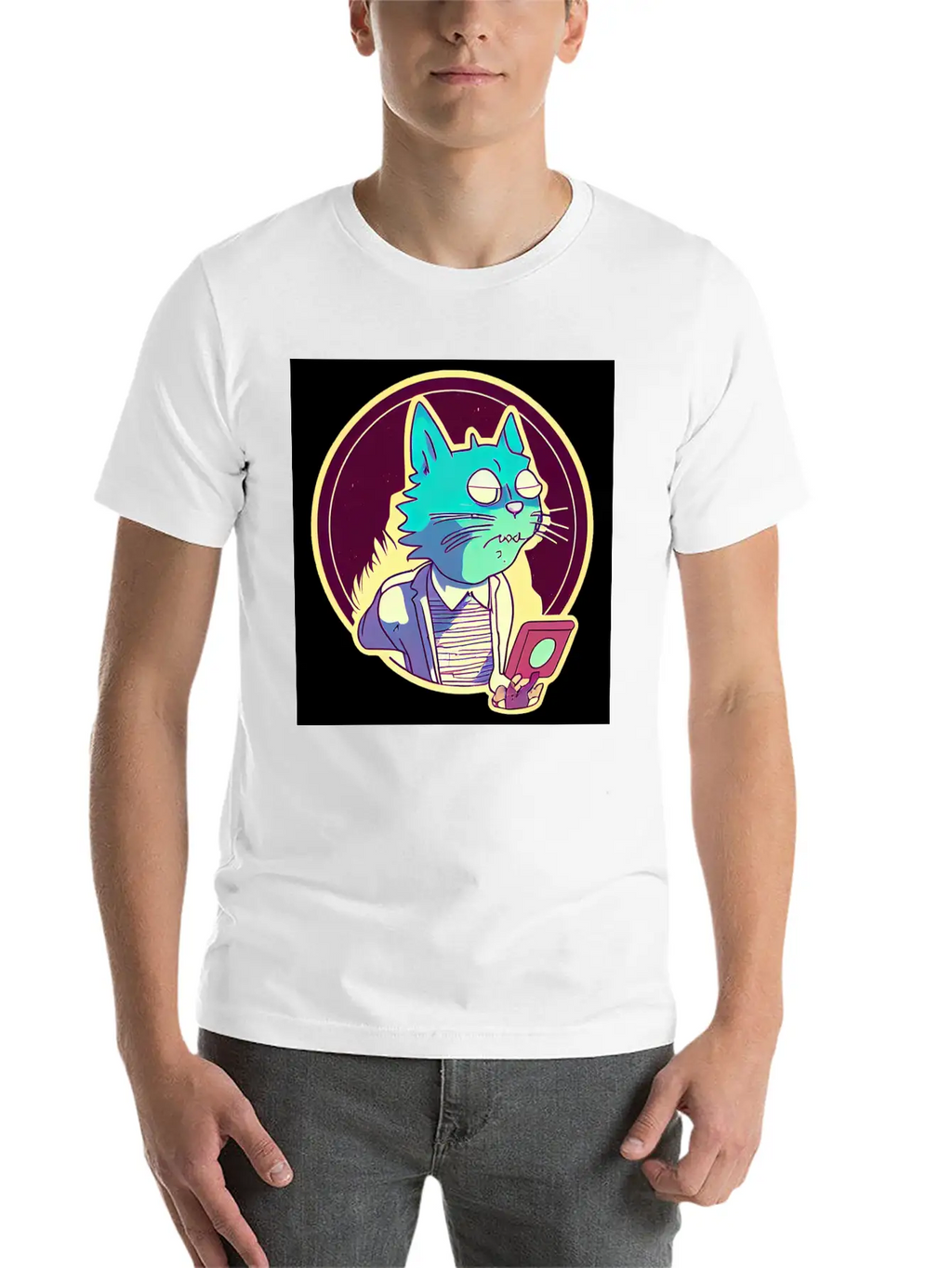 Cat In The Style Of Illustration Basic Graphic T-Shirt – Daily Comfort In Soft Cotton
