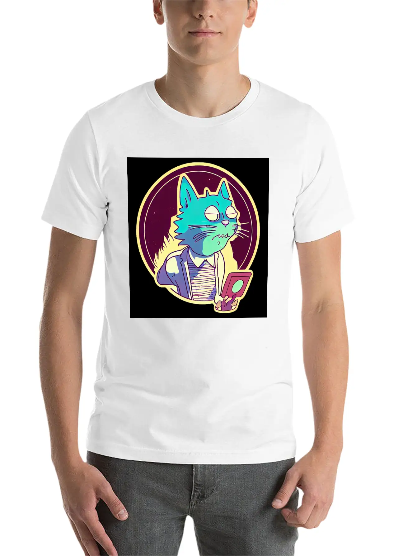 Cat In The Style Of Illustration Basic Graphic T-Shirt – Daily Comfort In Soft Cotton
