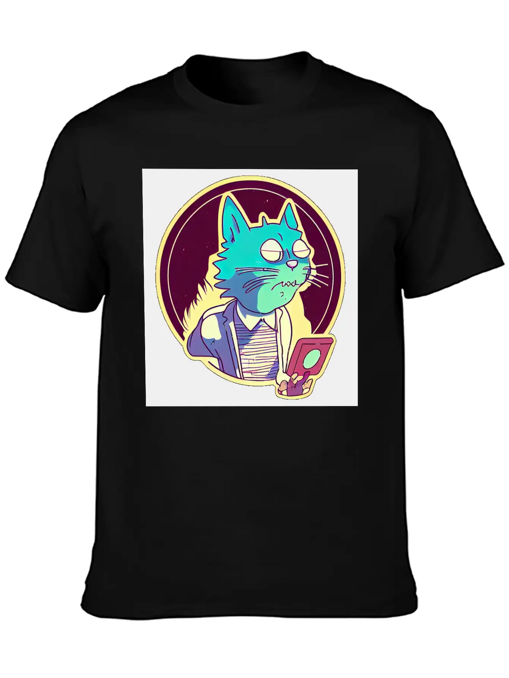 Cat In The Style Of Illustration Basic Graphic T-Shirt – Daily Comfort In Soft Cotton