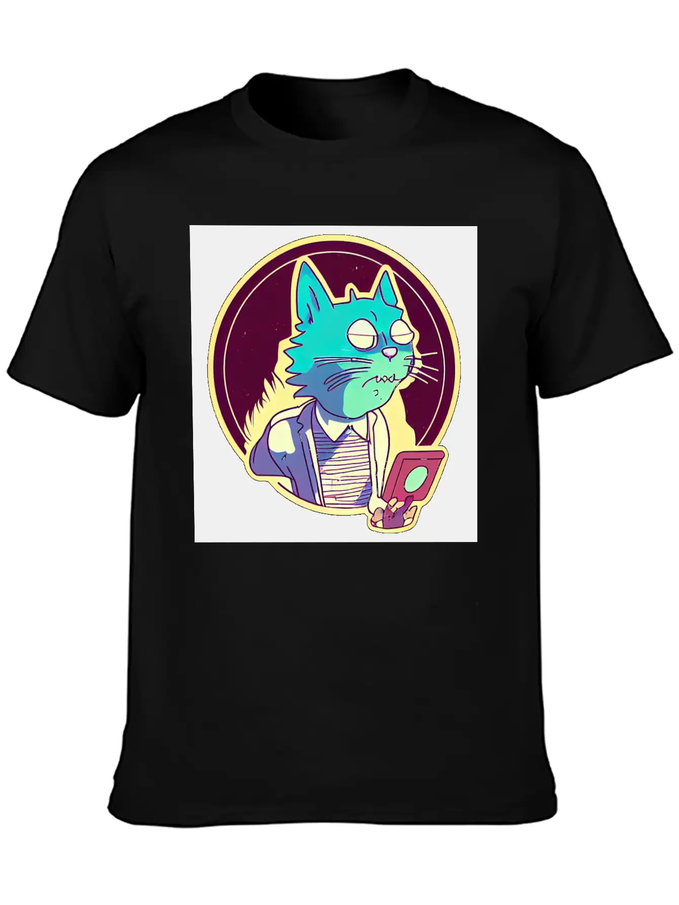Cat In The Style Of Illustration Basic Graphic T-Shirt – Daily Comfort In Soft Cotton