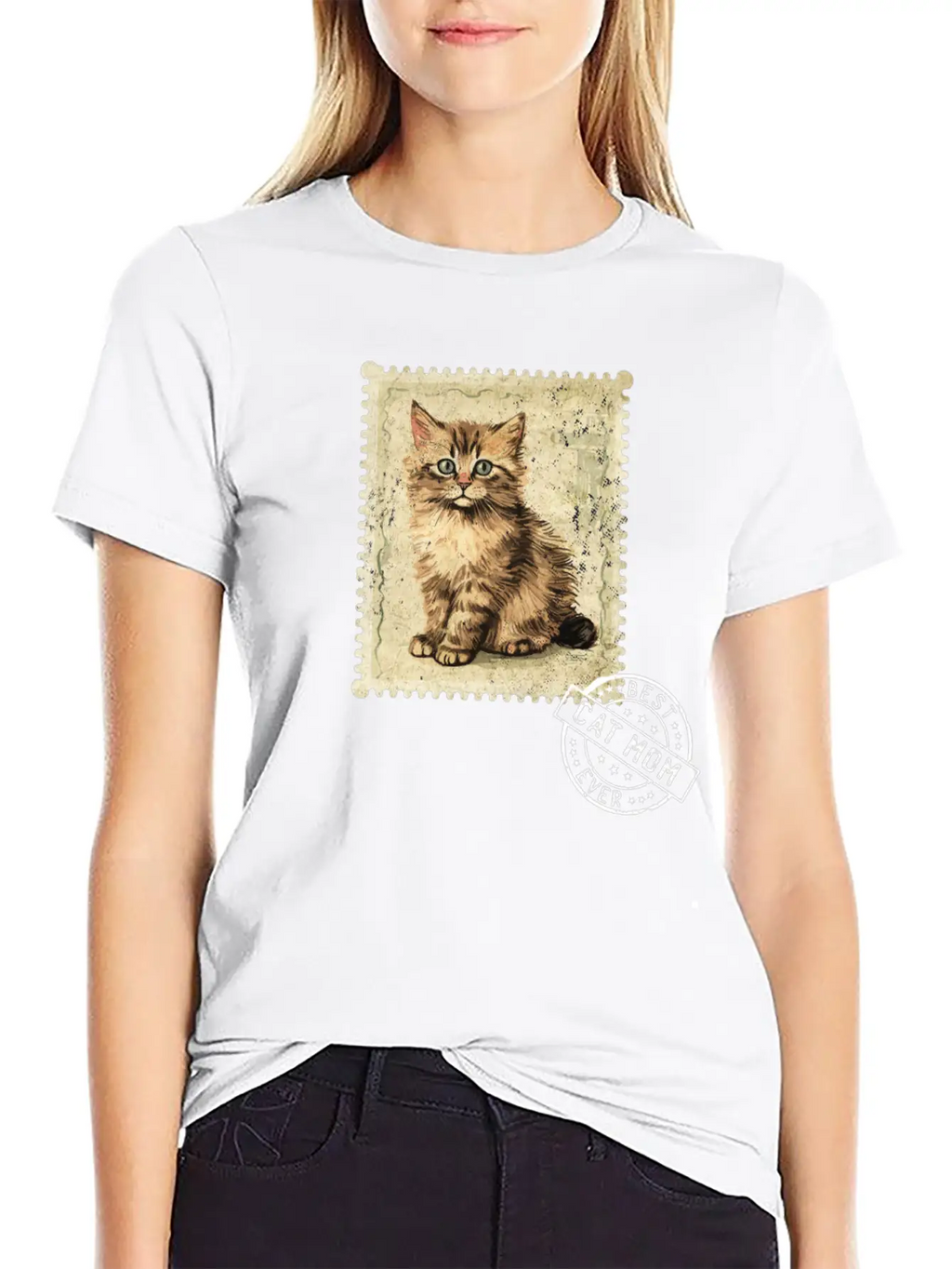 Cat-Mom Kitten-Mommy Cat-Stamp Cats-Moms Timeless Short Sleeve Tee – Comfy And Minimalist Design