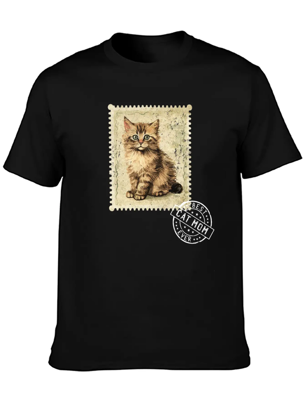 Cat-Mom Kitten-Mommy Cat-Stamp Cats-Moms Timeless Short Sleeve Tee – Comfy And Minimalist Design