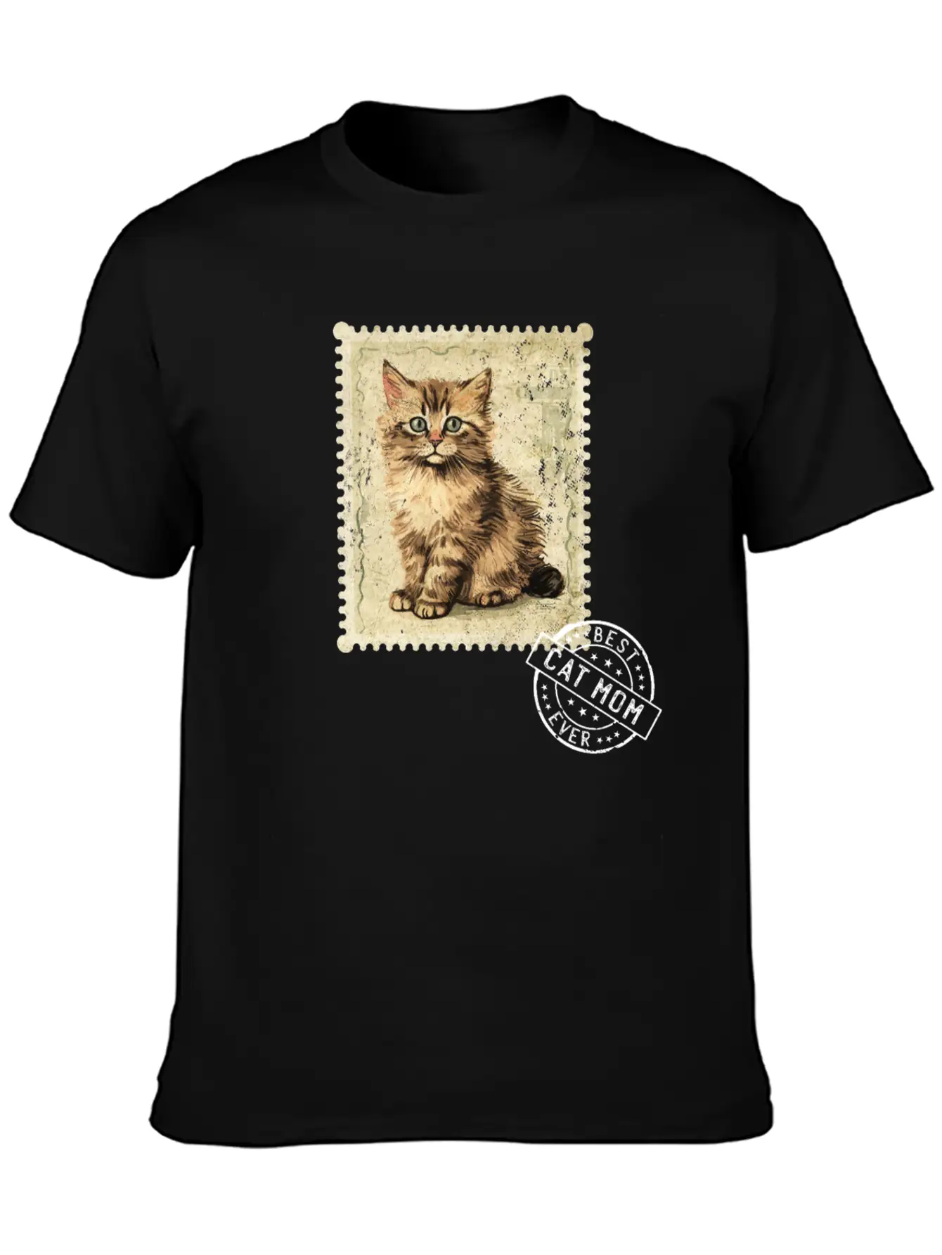 Cat-Mom Kitten-Mommy Cat-Stamp Cats-Moms Timeless Short Sleeve Tee – Comfy And Minimalist Design