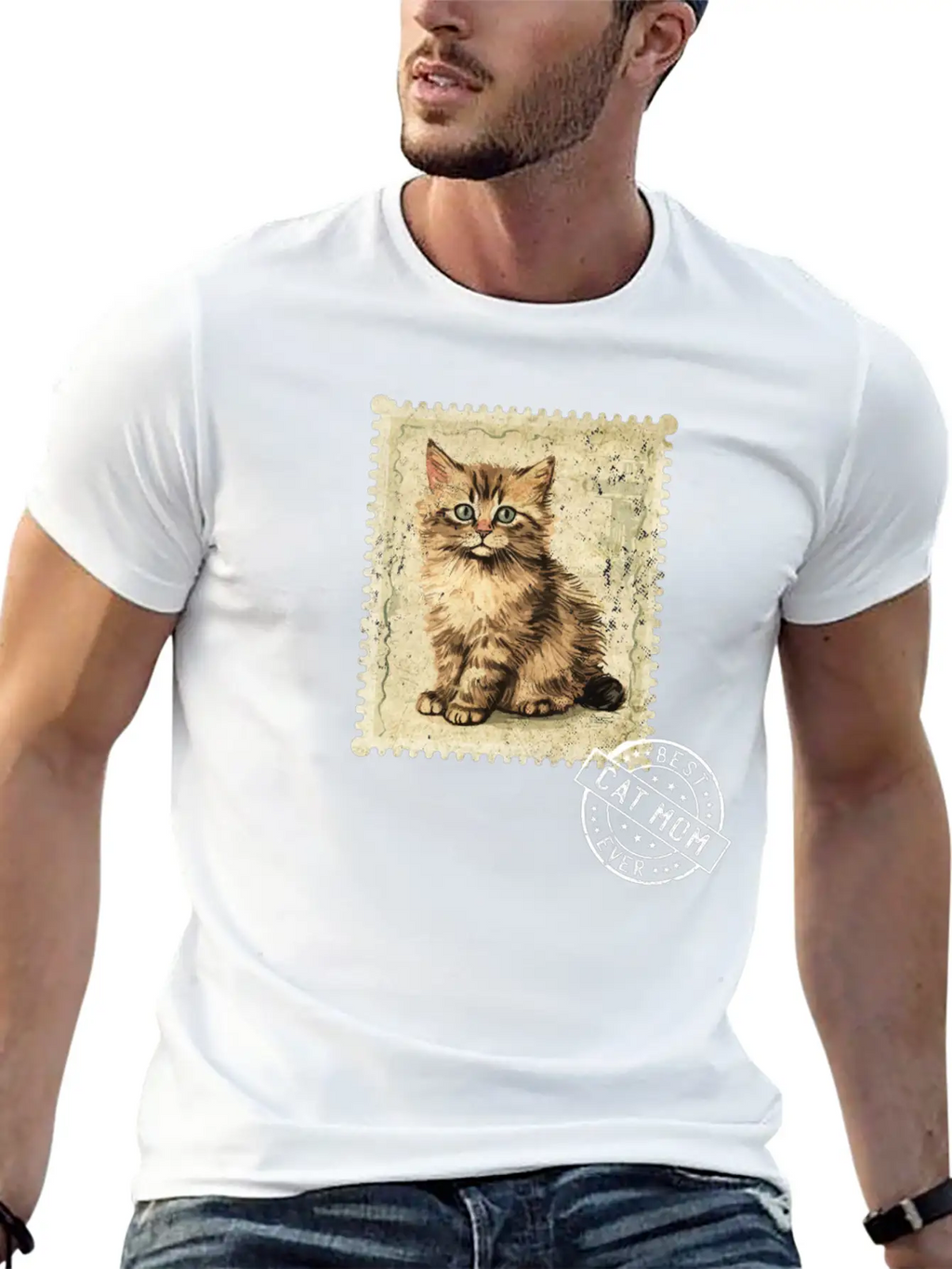 Cat-Mom Kitten-Mommy Cat-Stamp Cats-Moms Timeless Short Sleeve Tee – Comfy And Minimalist Design