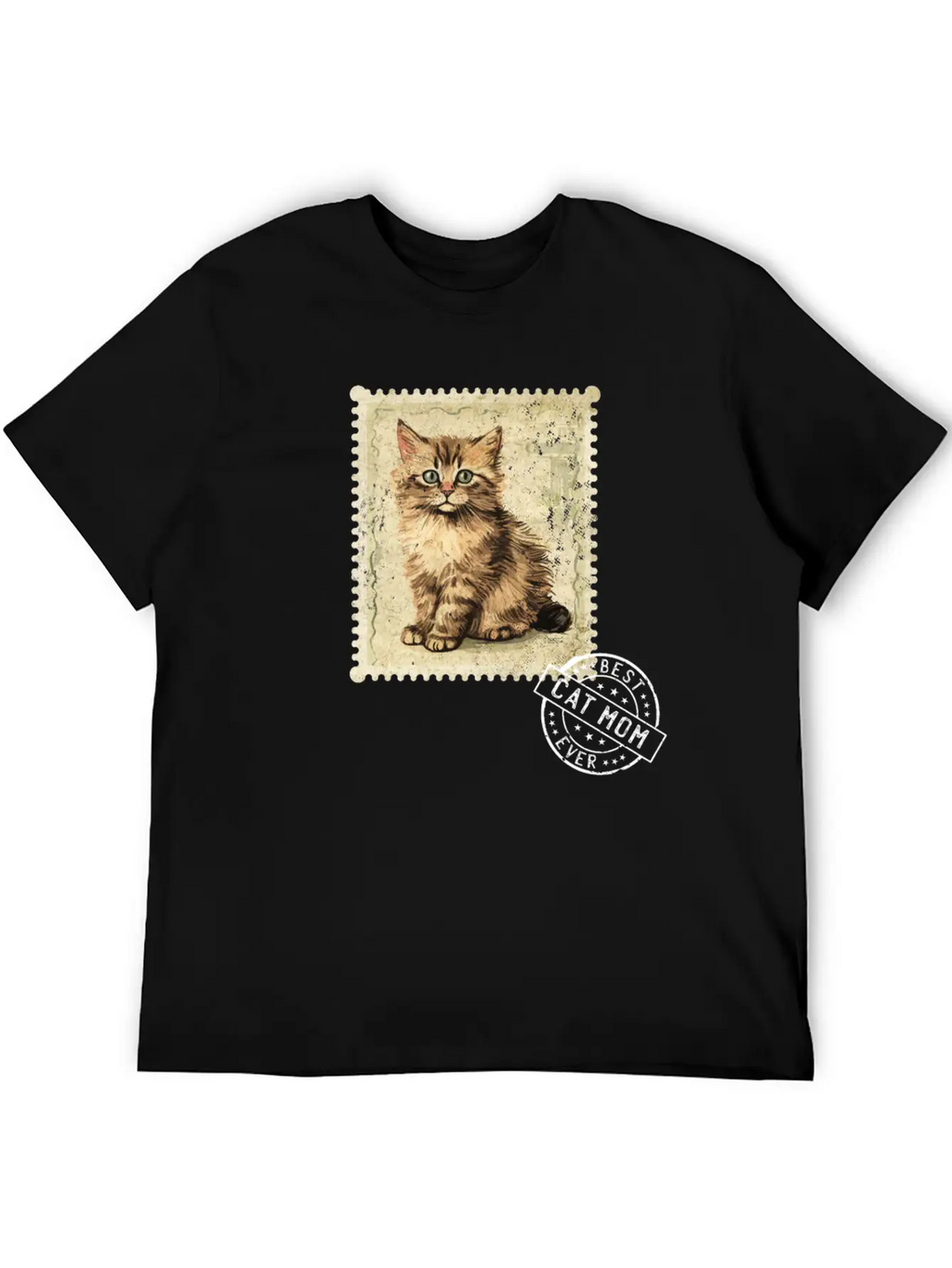 Cat-Mom Kitten-Mommy Cat-Stamp Cats-Moms Timeless Short Sleeve Tee – Comfy And Minimalist Design