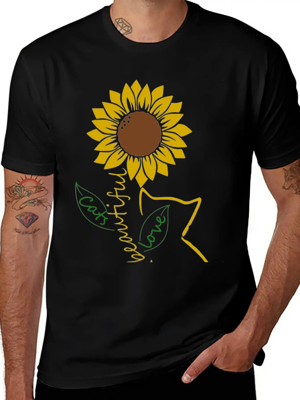 Cat Mom Sunflower Love Classic Cotton Tee – Unisex Comfort For Any Season
