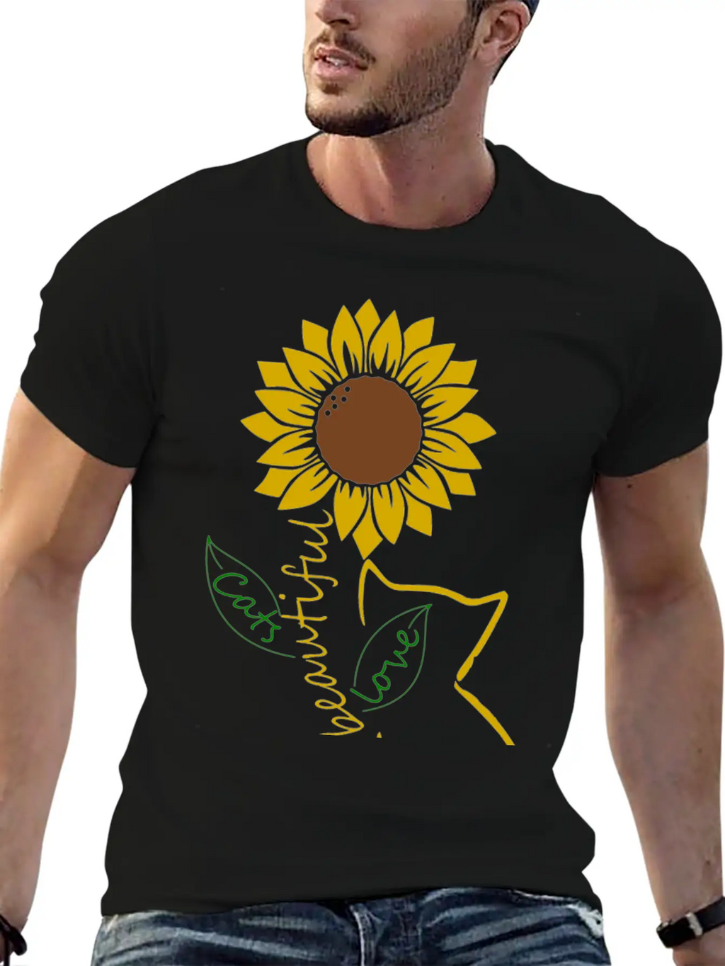 Cat Mom Sunflower Love Classic Cotton Tee – Unisex Comfort For Any Season