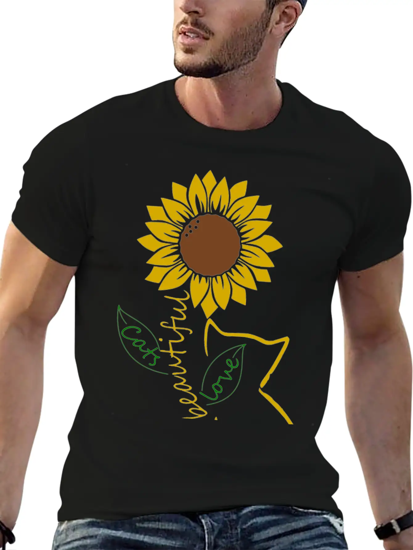 Cat Mom Sunflower Love Classic Cotton Tee – Unisex Comfort For Any Season