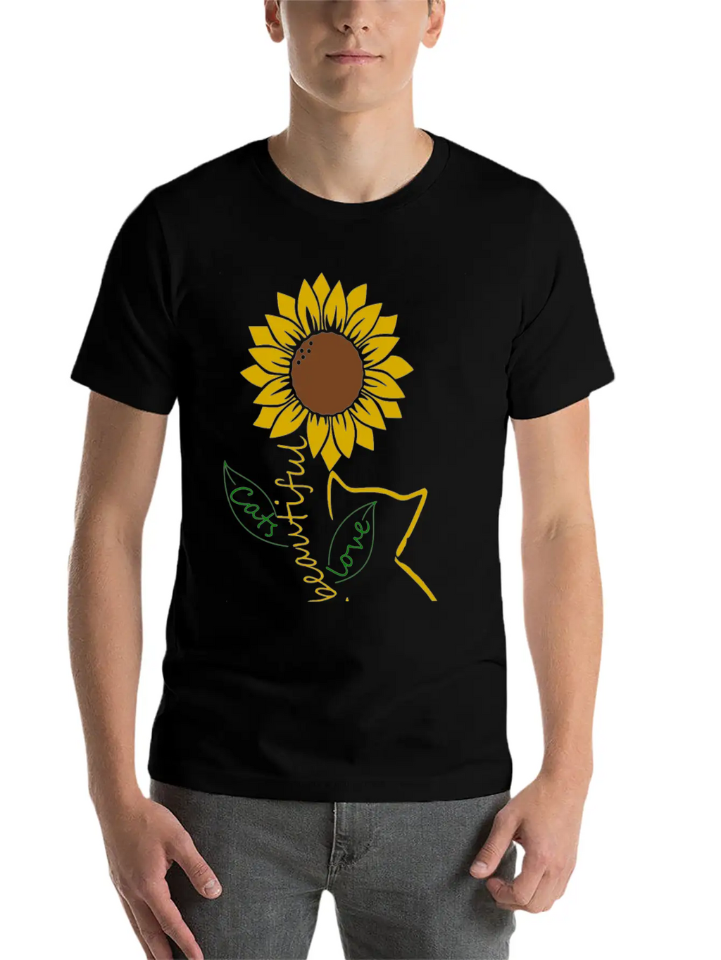 Cat Mom Sunflower Love Classic Cotton Tee – Unisex Comfort For Any Season