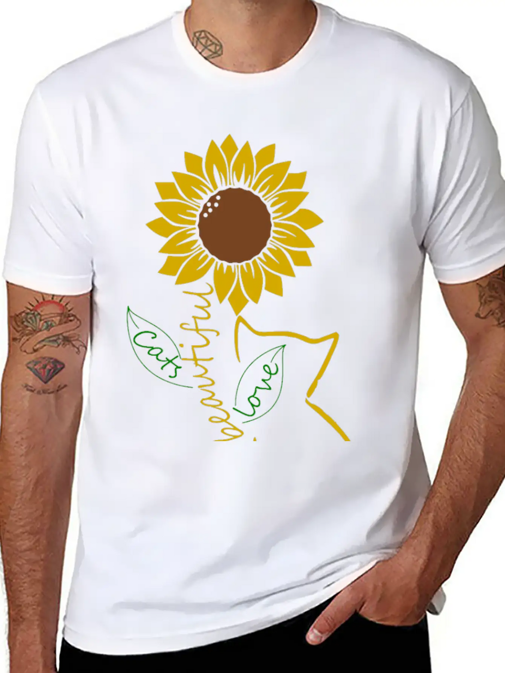 Cat Mom Sunflower Love Classic Cotton Tee – Unisex Comfort For Any Season
