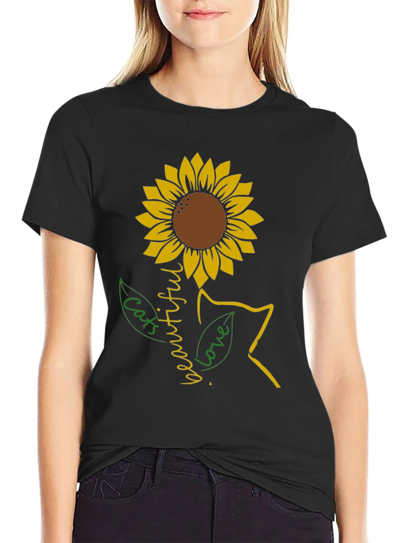 Cat Mom Sunflower Love Classic Cotton Tee – Unisex Comfort For Any Season