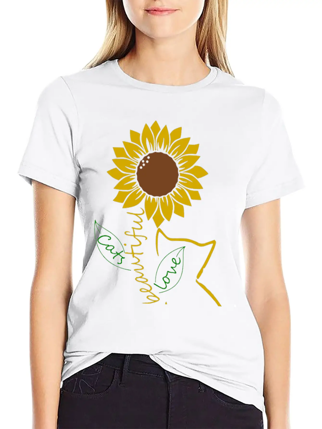 Cat Mom Sunflower Love Classic Cotton Tee – Unisex Comfort For Any Season