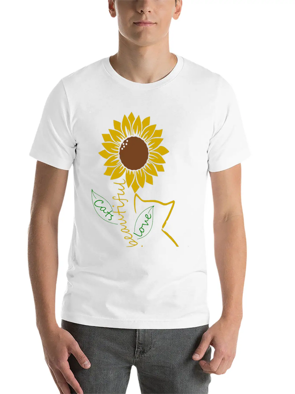 Cat Mom Sunflower Love Classic Cotton Tee – Unisex Comfort For Any Season