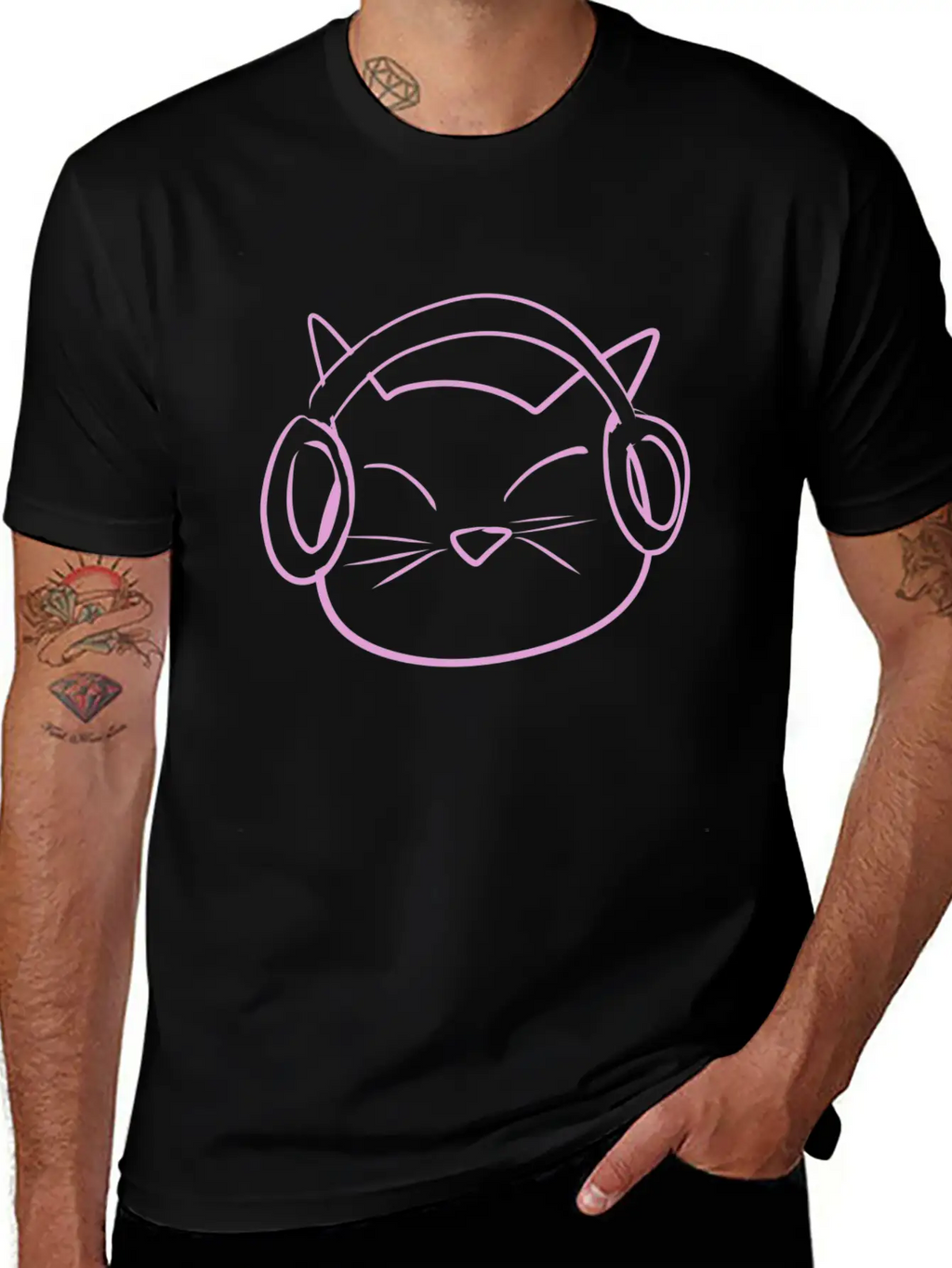 Cat Music Headphones Classic Cotton Tee – Unisex Comfort For Any Season
