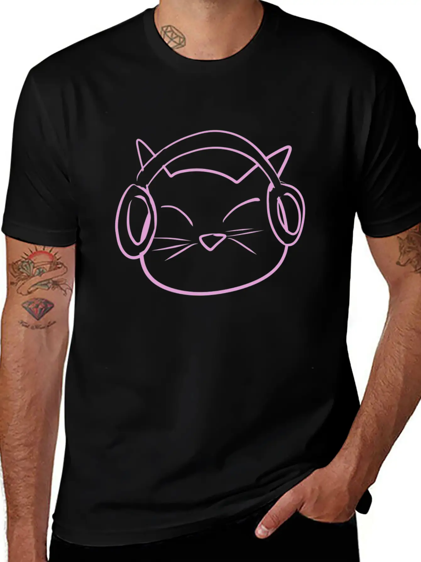 Cat Music Headphones Classic Cotton Tee – Unisex Comfort For Any Season