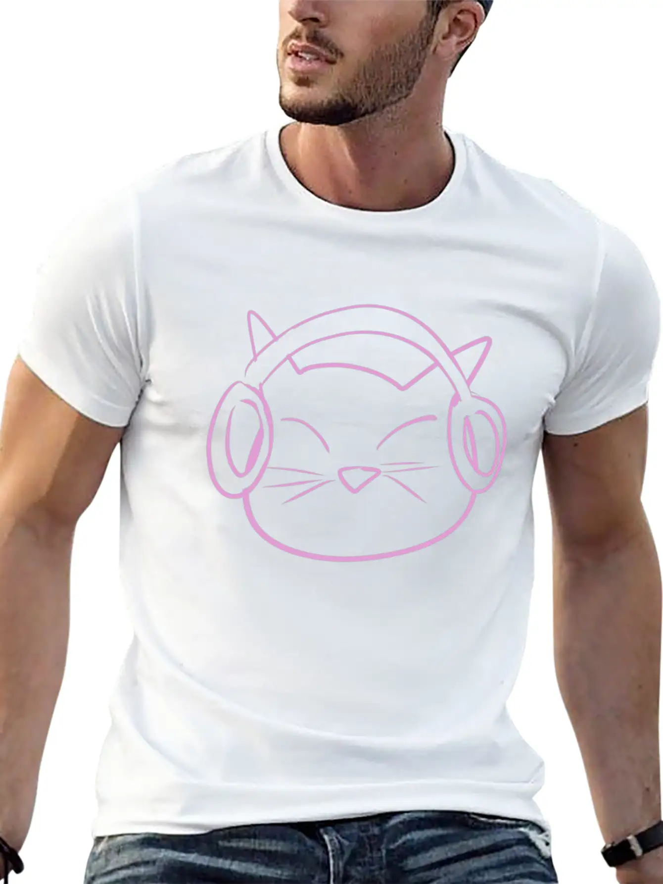 Cat Music Headphones Classic Cotton Tee – Unisex Comfort For Any Season