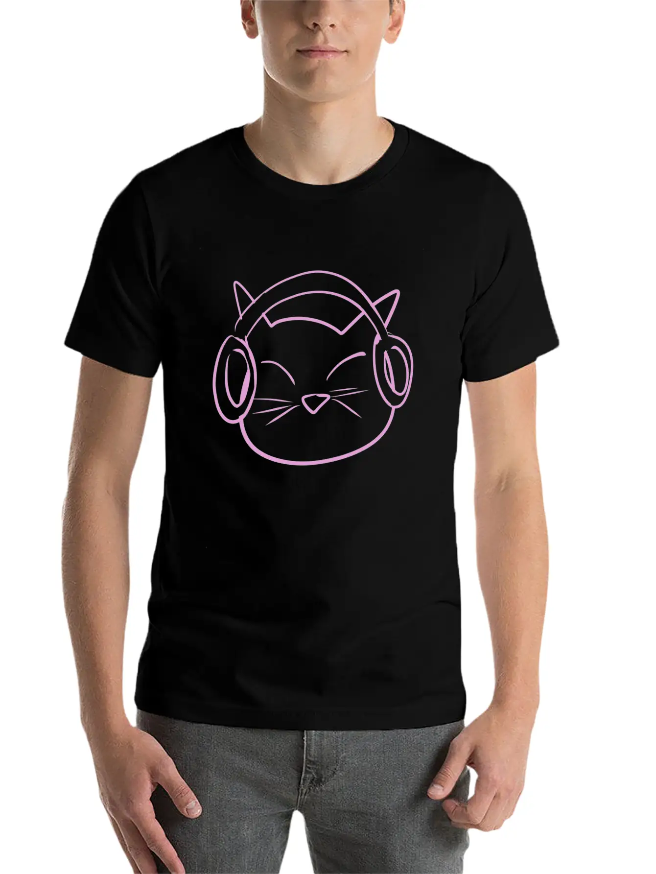 Cat Music Headphones Classic Cotton Tee – Unisex Comfort For Any Season