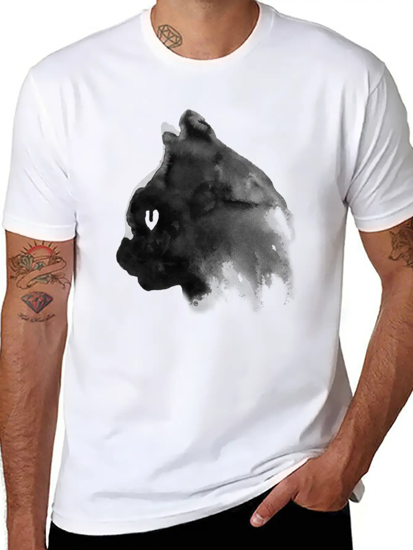 Cat Portrait Ink Painting Basic Graphic T-Shirt – Daily Comfort In Soft Cotton