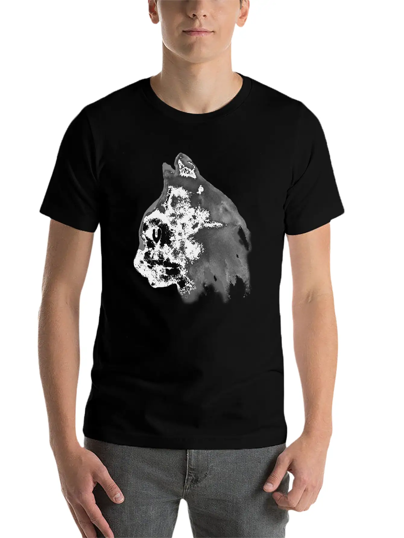 Cat Portrait Ink Painting Basic Graphic T-Shirt – Daily Comfort In Soft Cotton