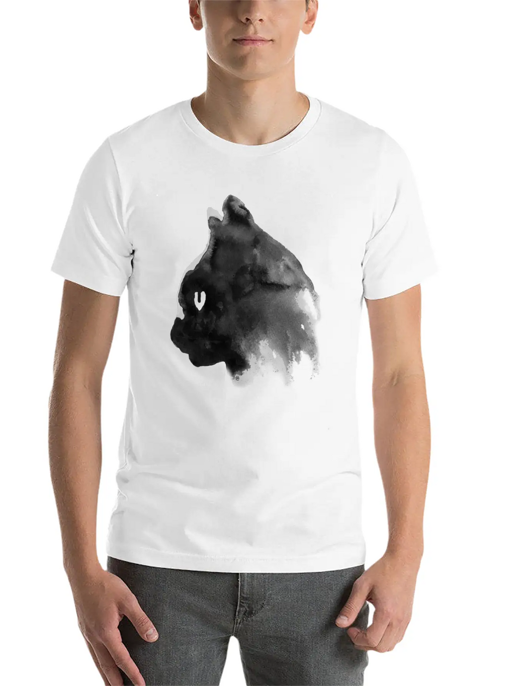 Cat Portrait Ink Painting Basic Graphic T-Shirt – Daily Comfort In Soft Cotton