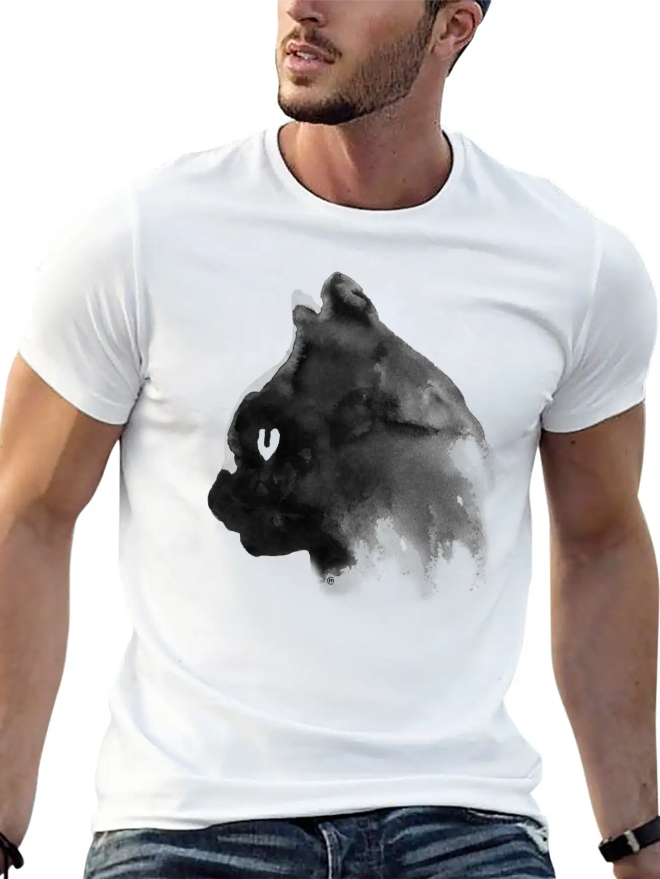 Cat Portrait Ink Painting Basic Graphic T-Shirt – Daily Comfort In Soft Cotton