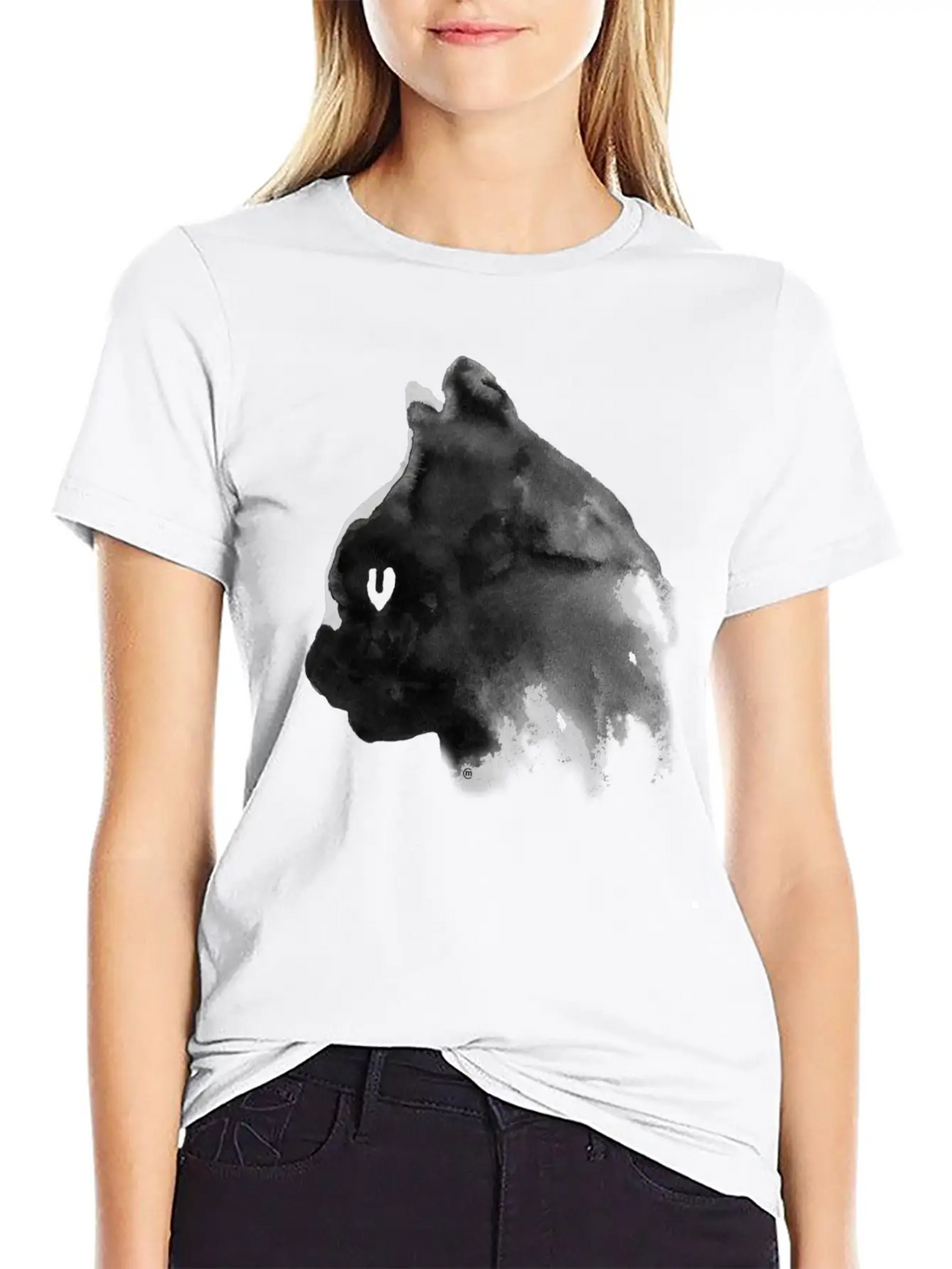 Cat Portrait Ink Painting Basic Graphic T-Shirt – Daily Comfort In Soft Cotton