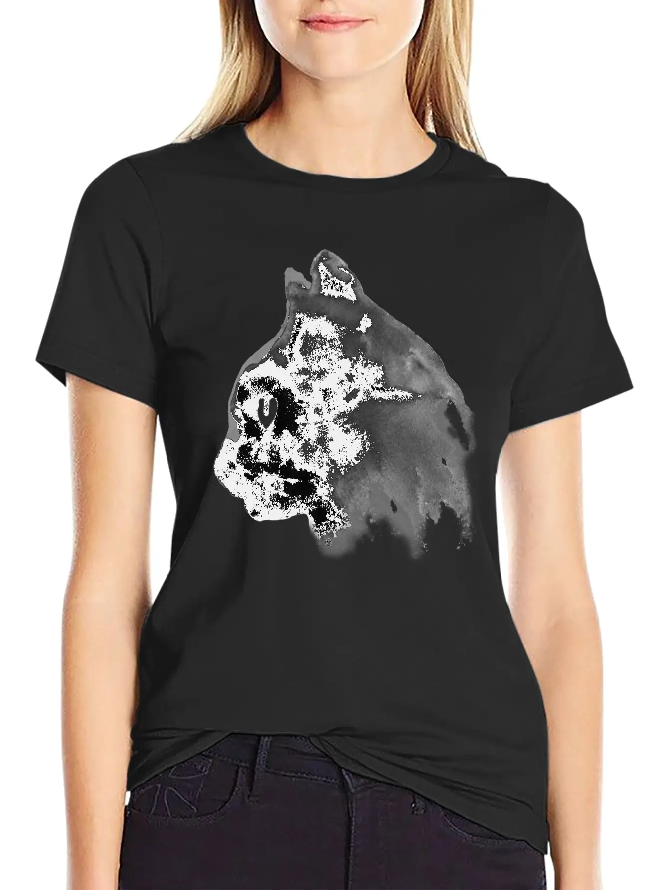 Cat Portrait Ink Painting Basic Graphic T-Shirt – Daily Comfort In Soft Cotton