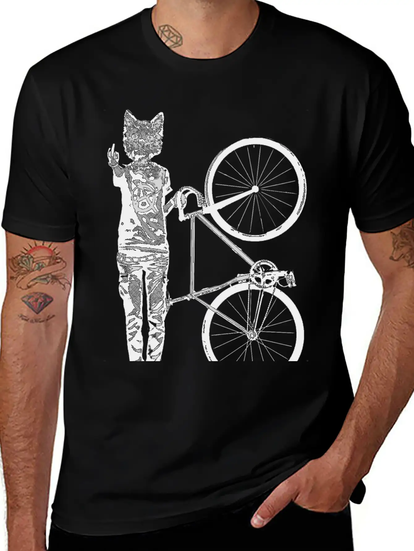 Cat Punk Rider Basic Graphic T-Shirt – Daily Comfort In Soft Cotton