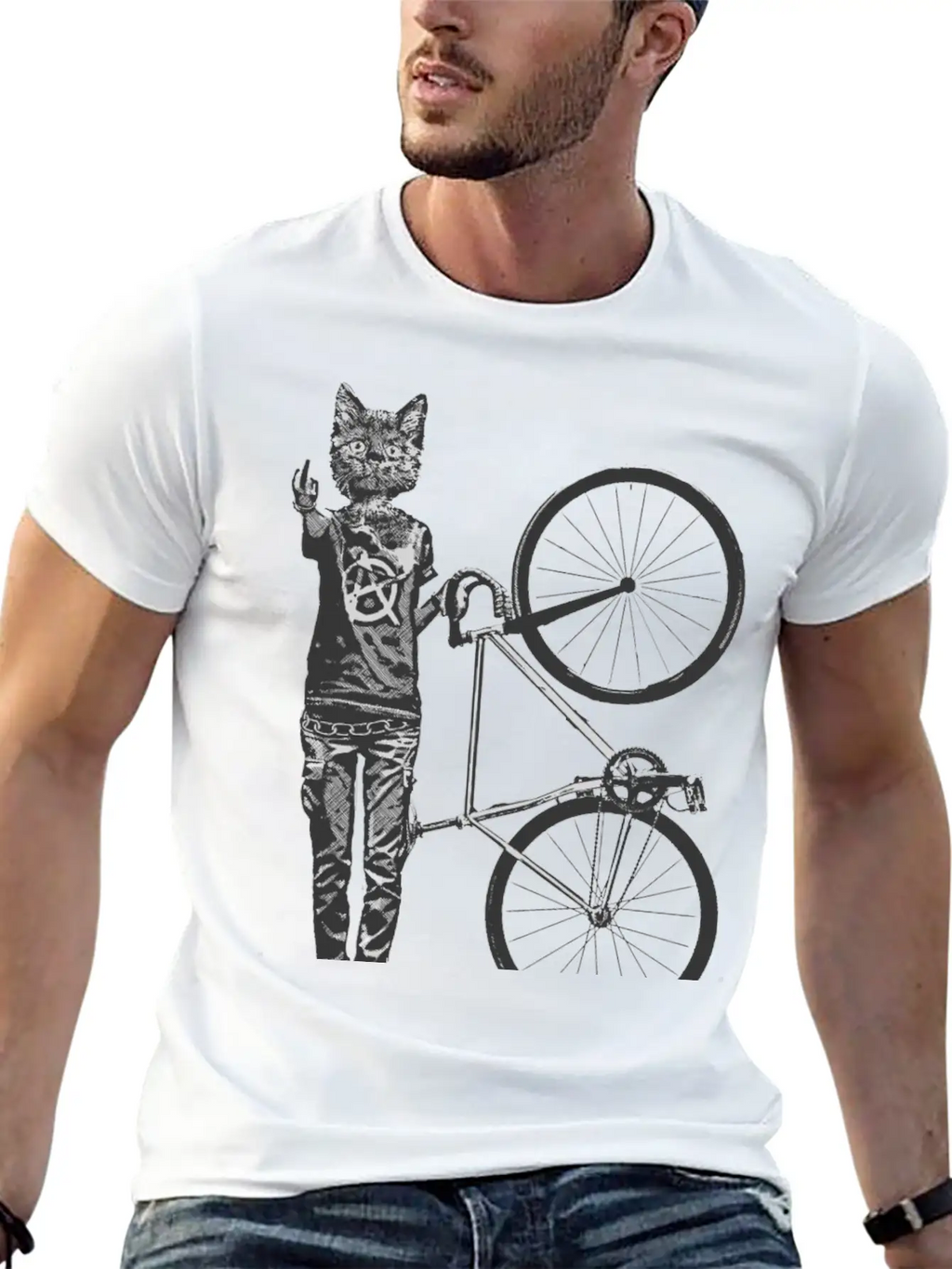 Cat Punk Rider Basic Graphic T-Shirt – Daily Comfort In Soft Cotton