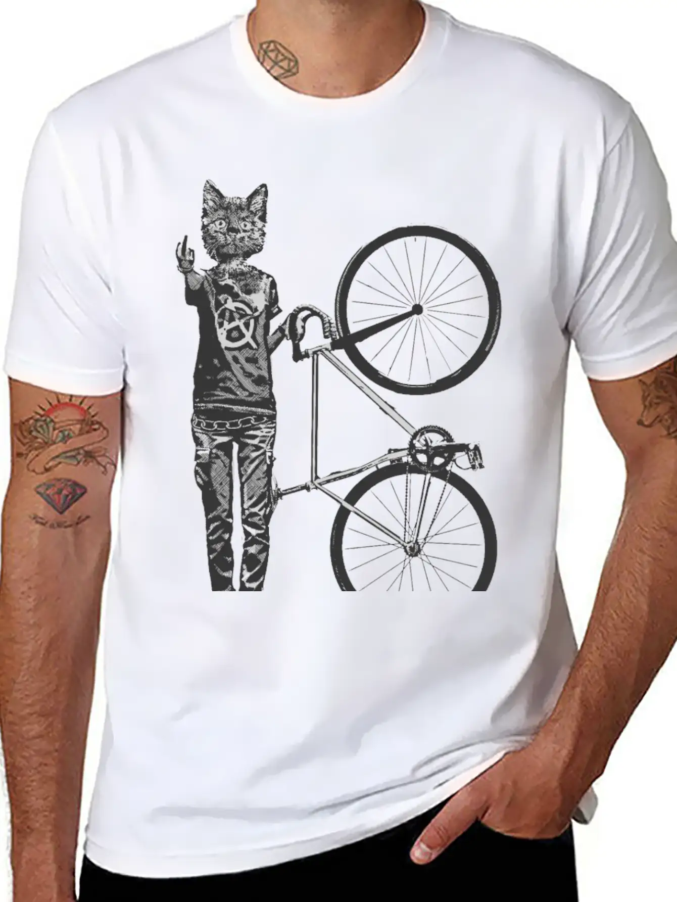Cat Punk Rider Basic Graphic T-Shirt – Daily Comfort In Soft Cotton