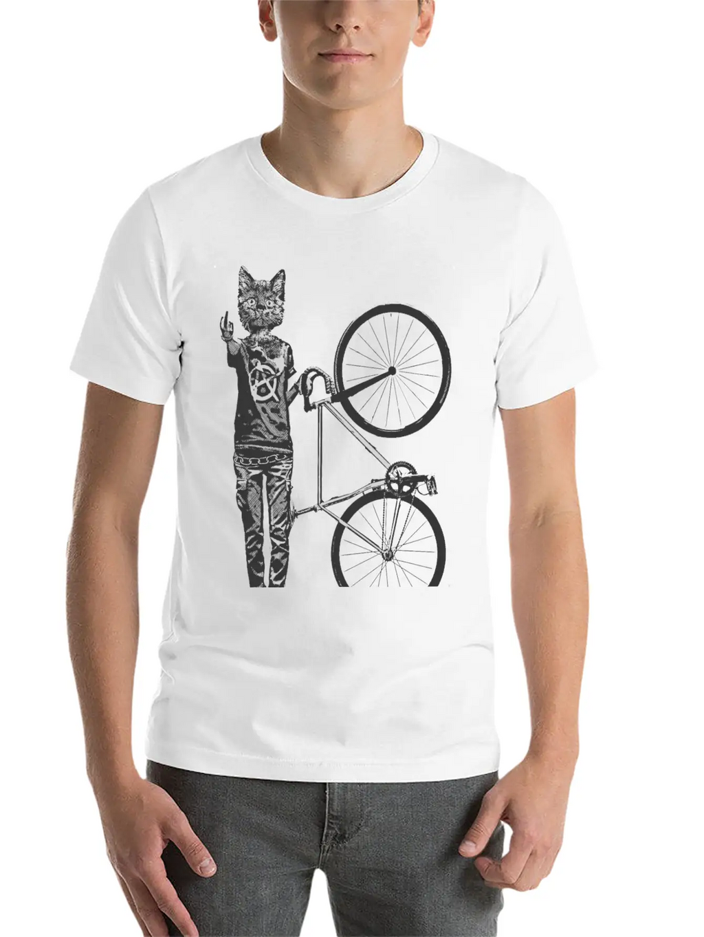 Cat Punk Rider Basic Graphic T-Shirt – Daily Comfort In Soft Cotton