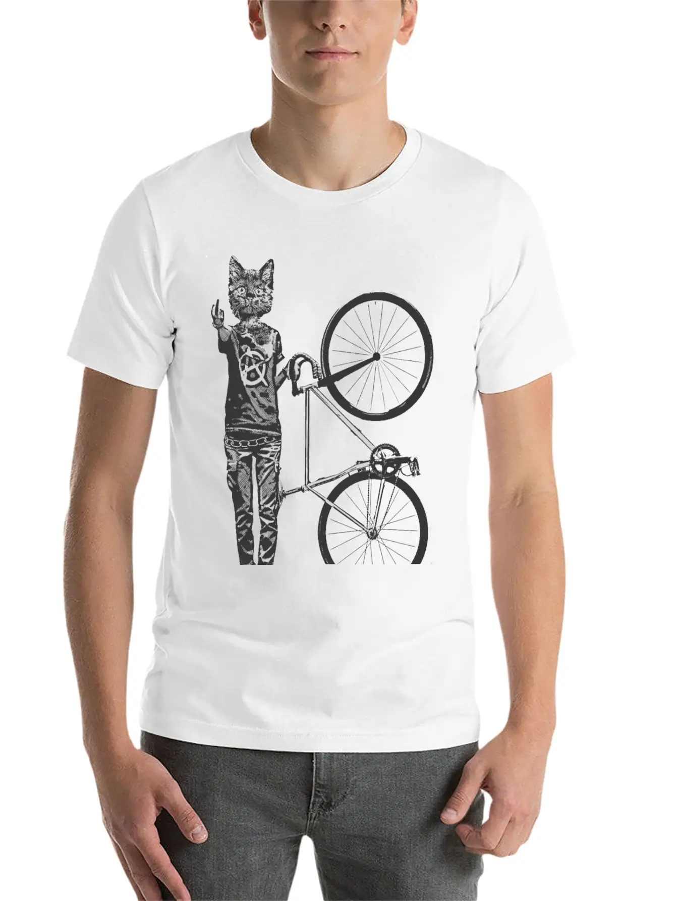 Cat Punk Rider Basic Graphic T-Shirt – Daily Comfort In Soft Cotton