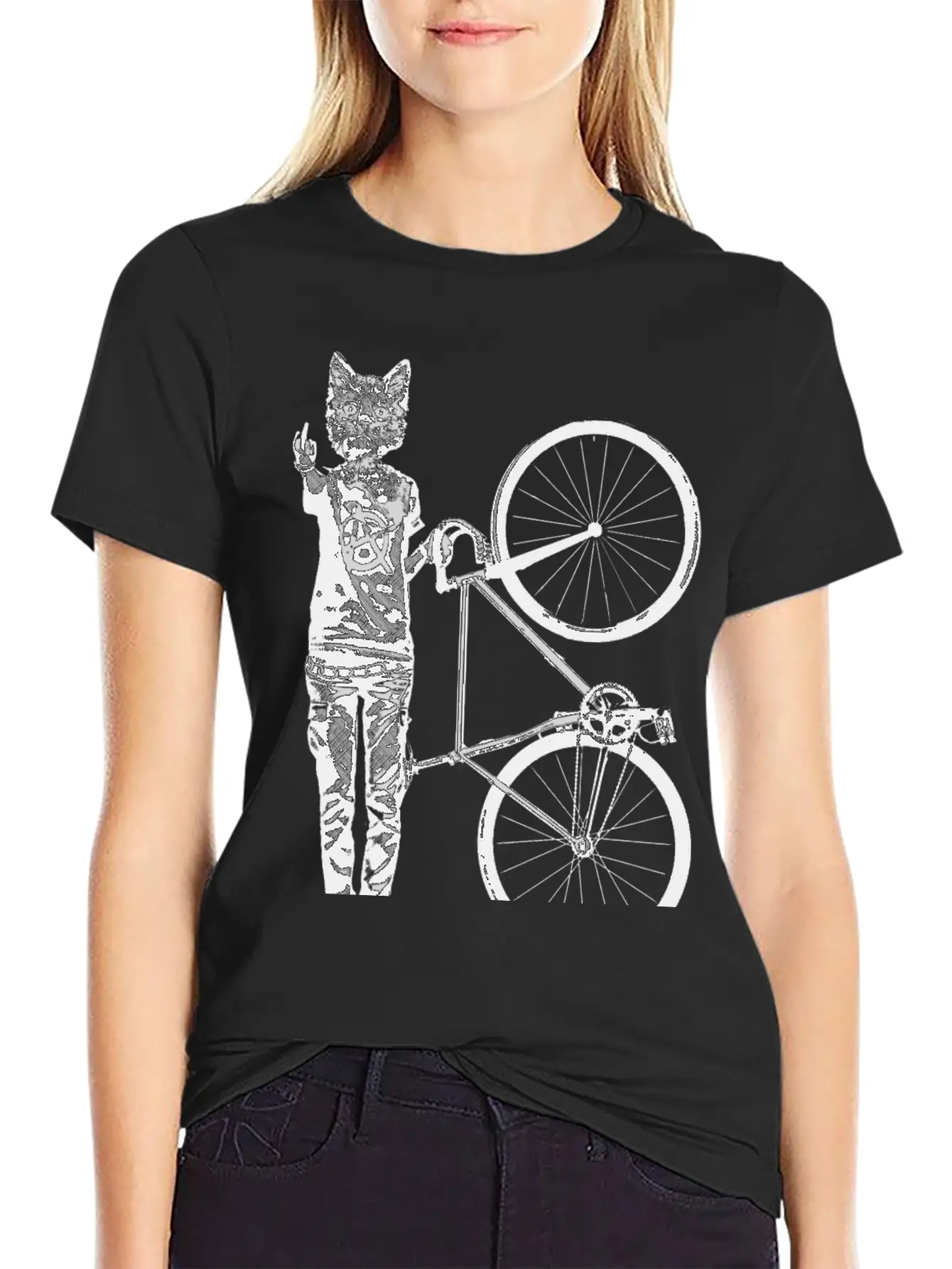 Cat Punk Rider Basic Graphic T-Shirt – Daily Comfort In Soft Cotton