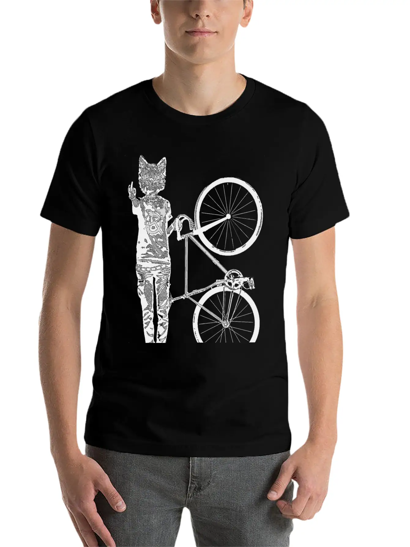 Cat Punk Rider Basic Graphic T-Shirt – Daily Comfort In Soft Cotton