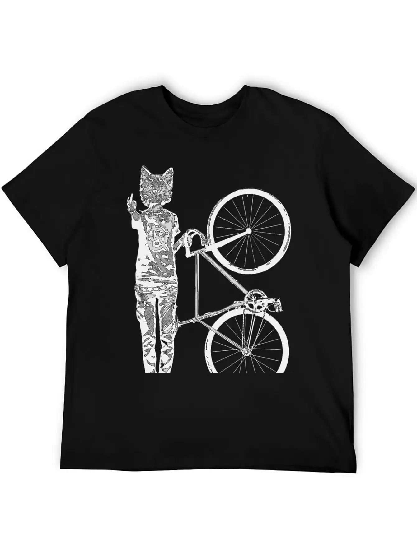 Cat Punk Rider Basic Graphic T-Shirt – Daily Comfort In Soft Cotton