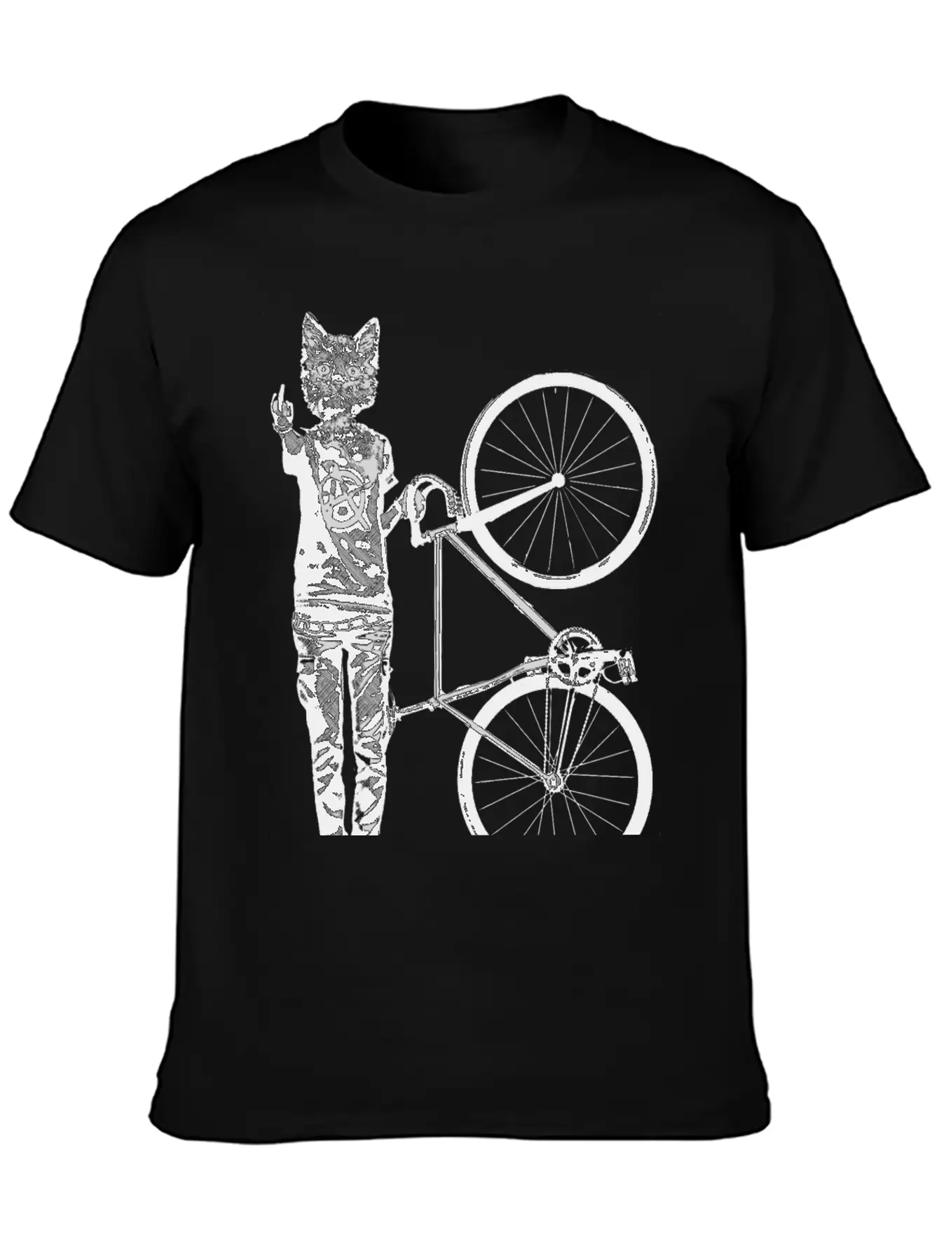 Cat Punk Rider Basic Graphic T-Shirt – Daily Comfort In Soft Cotton