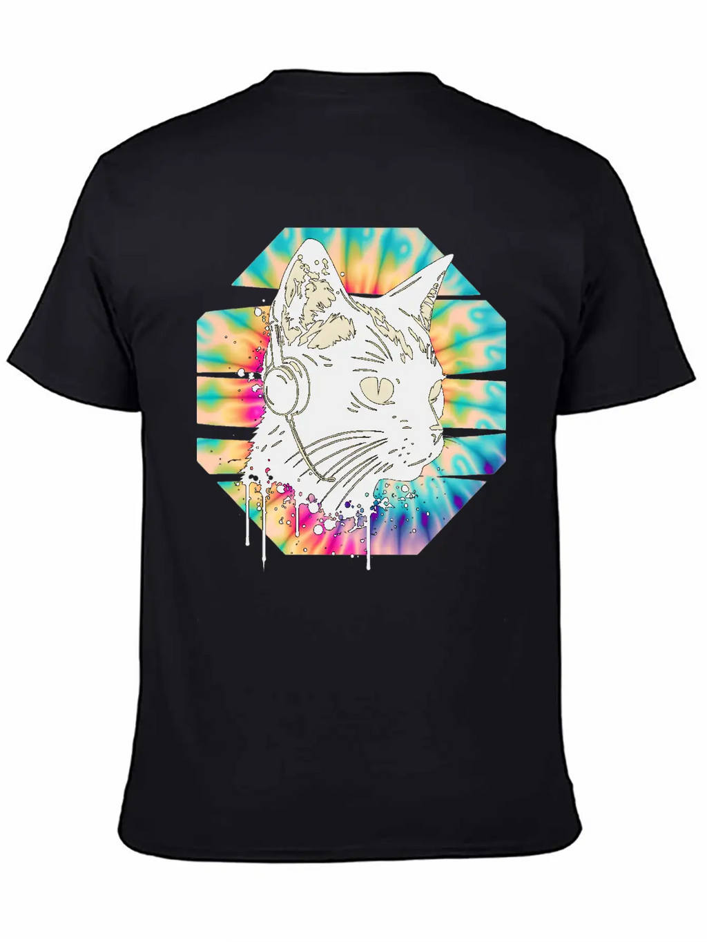 Cat Wearing Headphones | Cat Wearing Earphones Basic Graphic T-Shirt – Daily Comfort In Soft Cotton