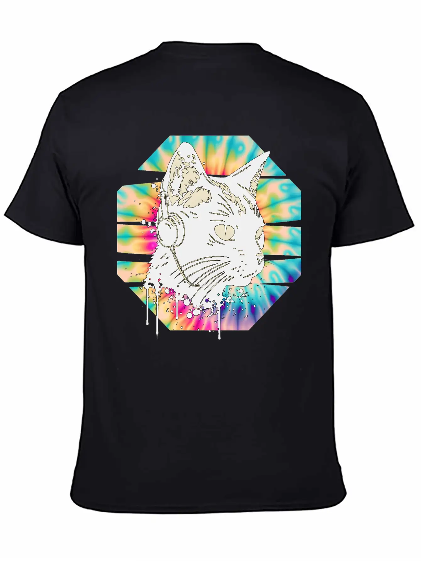 Cat Wearing Headphones | Cat Wearing Earphones Basic Graphic T-Shirt – Daily Comfort In Soft Cotton