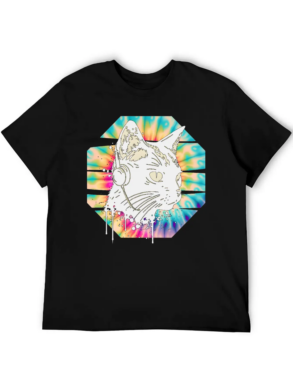 Cat Wearing Headphones | Cat Wearing Earphones Basic Graphic T-Shirt – Daily Comfort In Soft Cotton