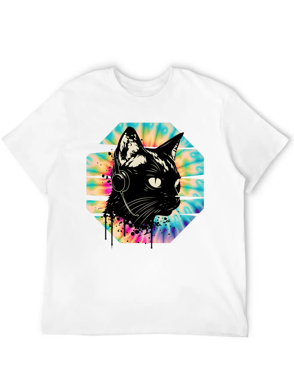 Cat Wearing Headphones | Cat Wearing Earphones Basic Graphic T-Shirt – Daily Comfort In Soft Cotton