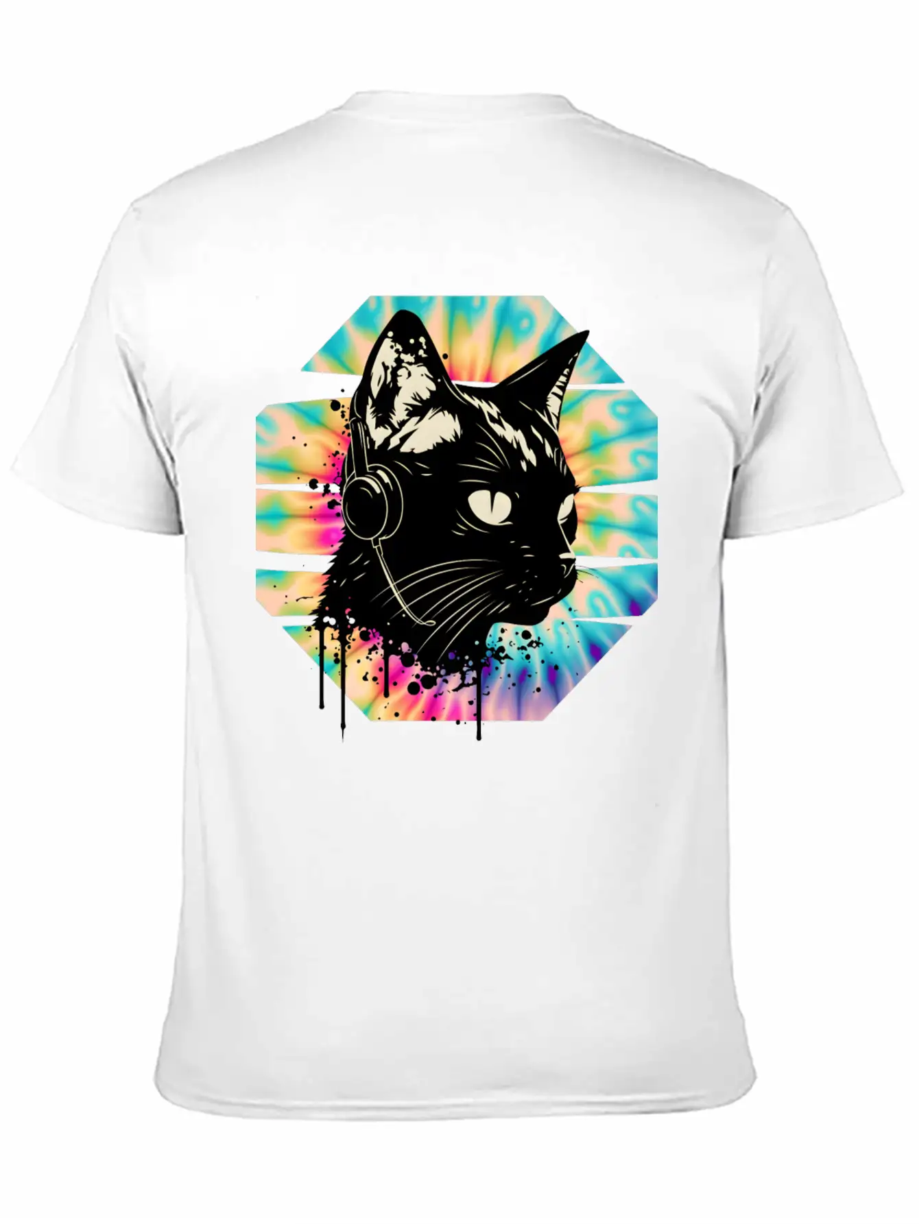 Cat Wearing Headphones | Cat Wearing Earphones Basic Graphic T-Shirt – Daily Comfort In Soft Cotton