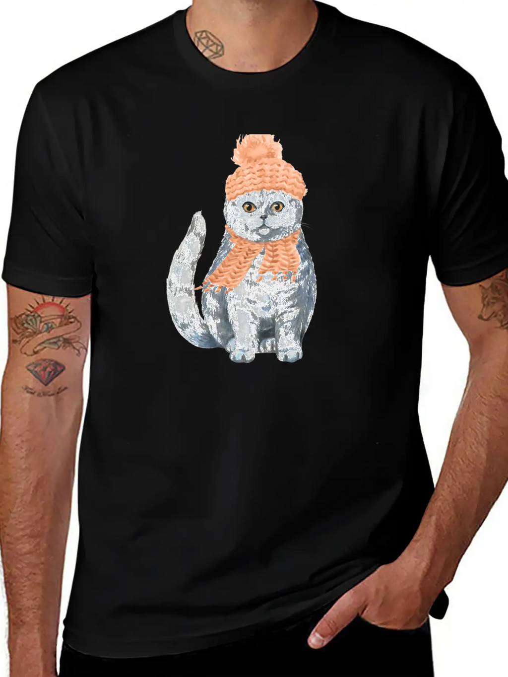 Cat Winter Design Unisex Casual T-Shirt – Clean Design For Daily Comfort