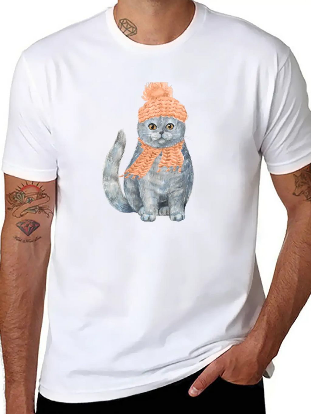 Cat Winter Design Unisex Casual T-Shirt – Clean Design For Daily Comfort