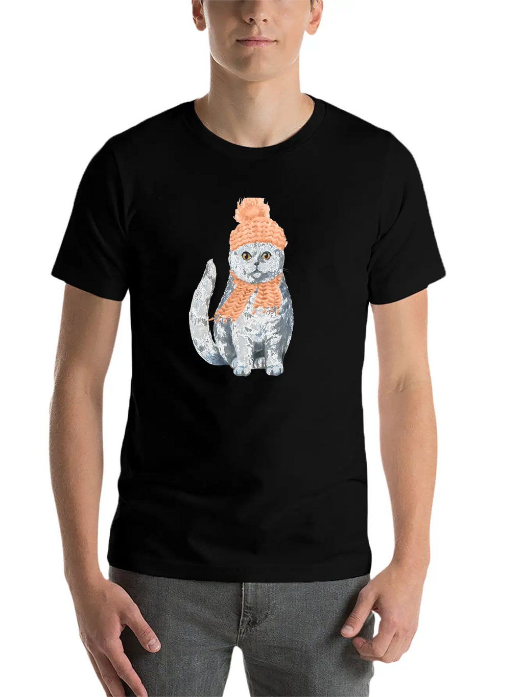 Cat Winter Design Unisex Casual T-Shirt – Clean Design For Daily Comfort