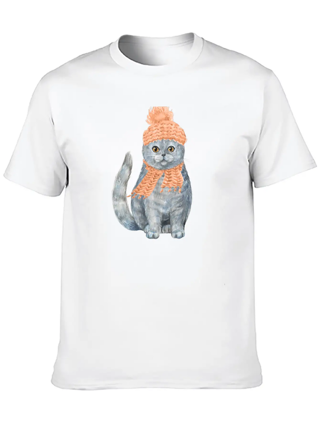 Cat Winter Design Unisex Casual T-Shirt – Clean Design For Daily Comfort