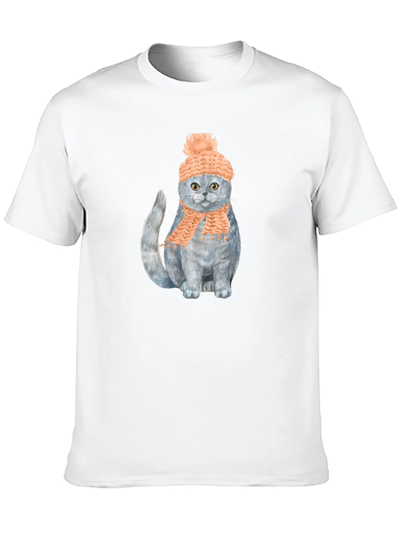 Cat Winter Design Unisex Casual T-Shirt – Clean Design For Daily Comfort